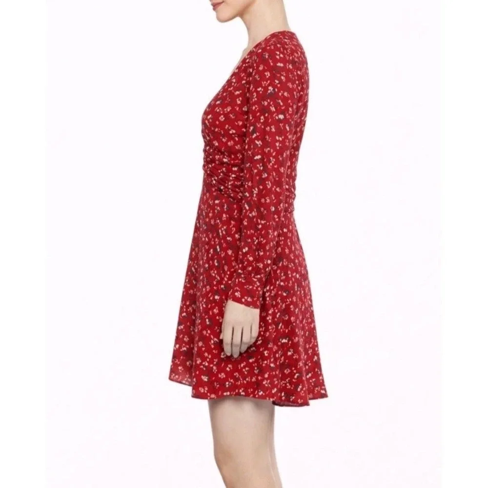 Veronica Beard 'Marion' Floral-Print Silk Mini-Dress‎ Red NWOT Size 4
